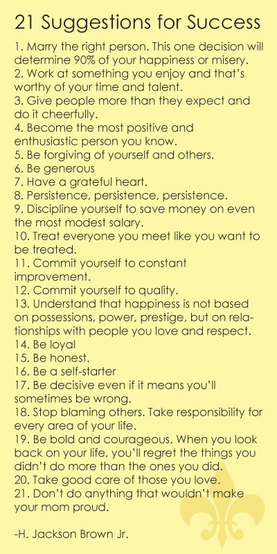 21 suggestions for success