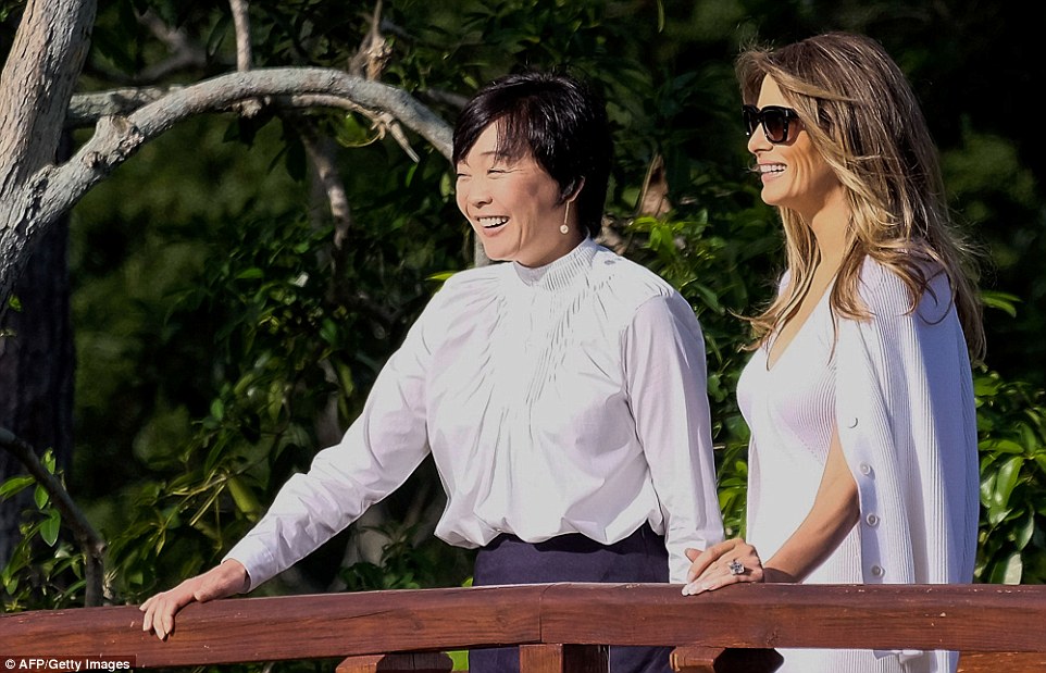 Mrs Trump spent time with Mrs Abe the day after she was criticized for not giving the Prime Minister of Japan's wife a tour of the White House, a tradition for the FLOTUS