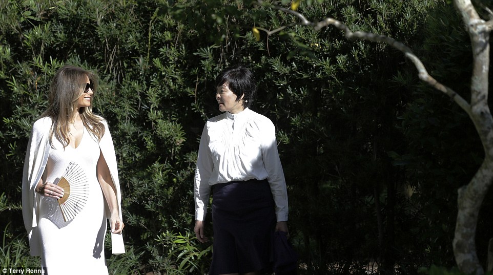 The women chatted and strolled through the beautiful Japanese Garden in Delray Beach, Florida
