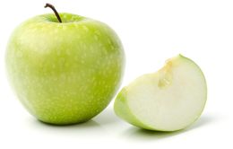 Whole Green Apple and a Slice of Apple