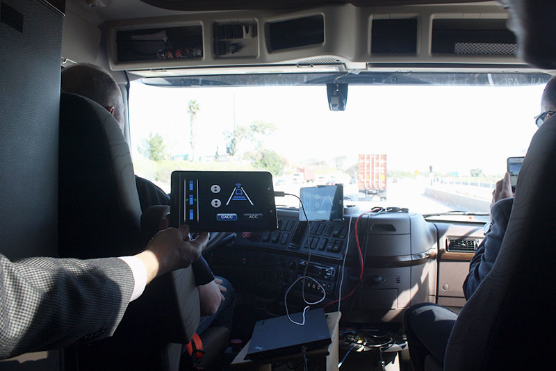 Truck platooning demonstration inside cab