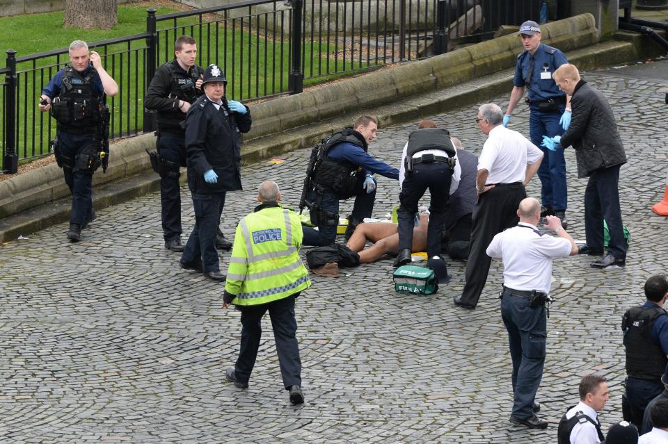 One person lays injured in Parliament Square as armed cops swarm the area 